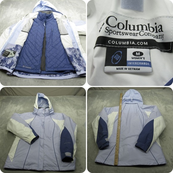 Columbia Jackets & Blazers - Columbia Jacket Womens Medium Purple White Waterproof Removable Puff Liner 3in1
